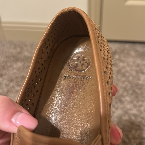 Tory Burch Perforated Suede Slip On Shoes Brown - Picture 10 of 13